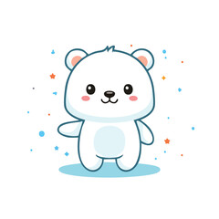 Fototapeta premium Minimal Flat Vector of a Cute Polar Bear with Bold Black Outline and Happy Expression