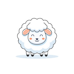 Obraz premium Minimal Flat Vector of a Cute Sheep with Bold Black Outline, Happy Expression, No Gradients