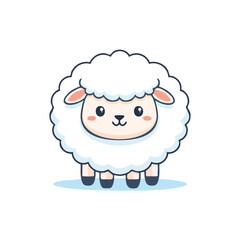 Obraz premium Minimal Flat Vector of a Cute Sheep with Bold Black Outline, Happy Expression, No Gradients