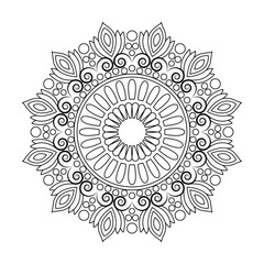 Delicate Spiral Thread Mandala coloring book page
