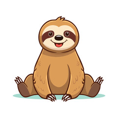 Obraz premium Minimal Flat Vector of a Cute Sloth with Bold Black Outline, Happy Expression, No Gradients