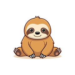 Obraz premium Minimal Flat Vector of a Cute Sloth with Bold Black Outline, Happy Expression, No Gradients