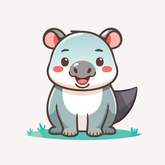Naklejka premium Minimal Flat Vector of a Cute Tapir with Bold Black Outline, Happy Expression, No Gradients