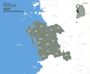 Obraz premium MAP OF SOUTH KOREA_CHUNGNAM_대한민국 지도, 충청남도