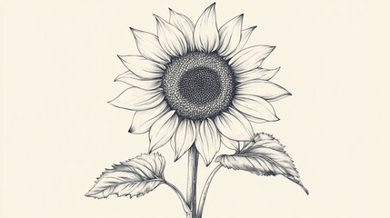 Detailed grayscale drawing of a sunflower (1)