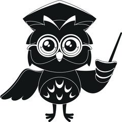 Wise owl teacher with pointer
