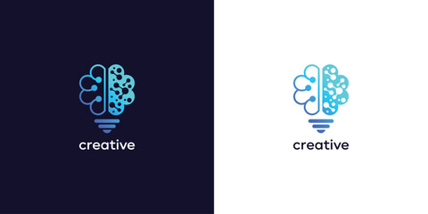 Brain smart idea logo template with diferent element concept 