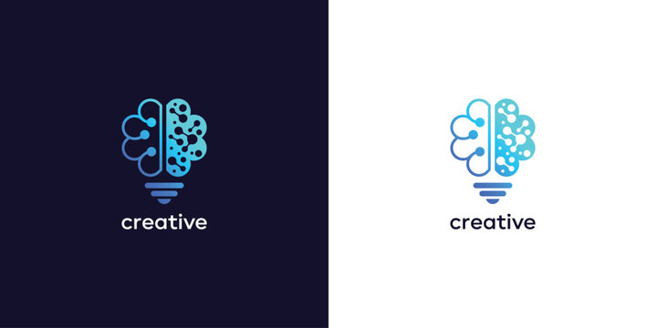 Brain smart idea logo template with diferent element concept 