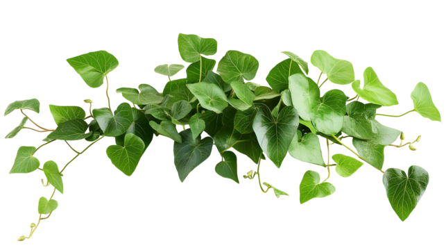 Bush grape or three-leaved wild vine cayratia (Cayratia trifolia) liana ivy plant bush, nature frame jungle border isolated on white background, clipping path included