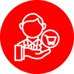 Customer Face Vector Line White Circle Red