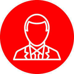 User Avatar Vector Line White Circle Red