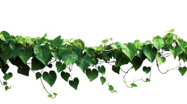 Bush grape or three-leaved wild vine cayratia (Cayratia trifolia) liana ivy plant bush, nature frame jungle border isolated on white background, clipping path included