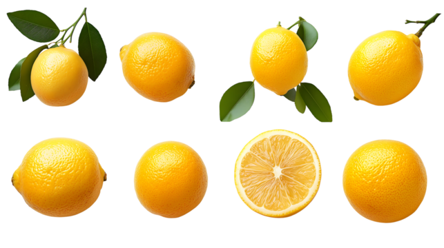 set of lemons isolated on white