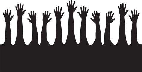 hand, hands, Rising hands silhouette, set of rising hand 