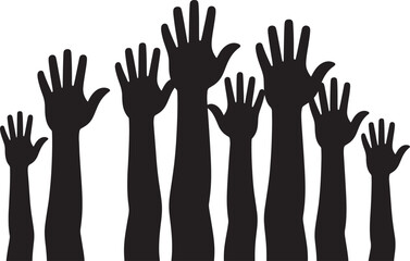 hand, hands, Rising hands silhouette, set of rising hand 