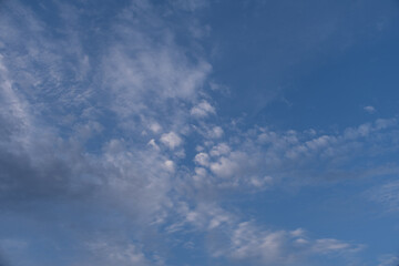 小さな雲が集まっている青空（横）