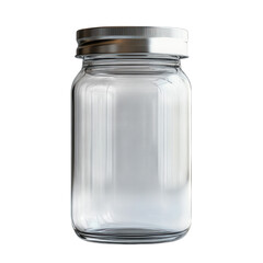 Glass jar with lid on transparent background 