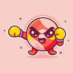 cute billiard ball character mascot playing boxing sport isolated cartoon