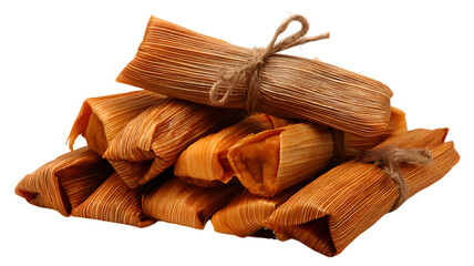 Delicious tamales stack isolated on transparent background
