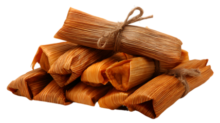 Delicious tamales stack isolated on transparent background