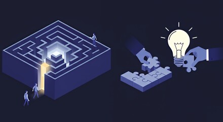 Maze and Puzzle with Light Bulb - Problem Solving