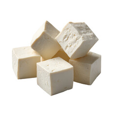 Arrangement of several cubes of paneer cheese
