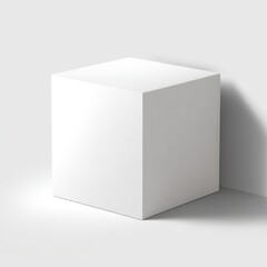 White cube on a light gray surface