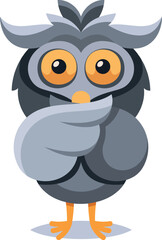 Cute owl funny grey bird
