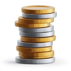 Stack of gold and silver coins