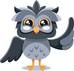 Cute old owl hello gesture