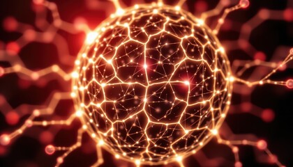 Glowing Abstract Sphere Representing Network Connections and Interconnected Molecular Structures