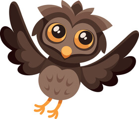 Cute owl brown flying bird