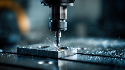 Metalworking machine drilling metal plate