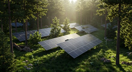 Solar Panel Installation in Forest Environment