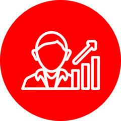 Customer Growth Vector Line White Circle Red