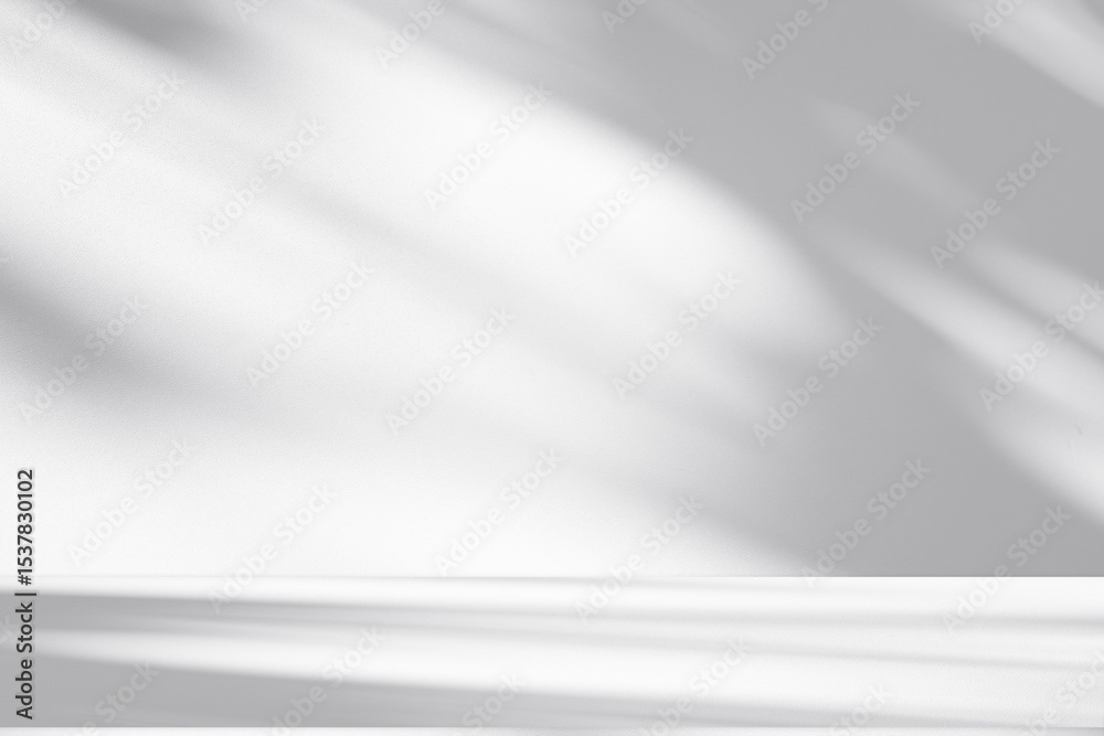 Poster Wall interior background, studio and backdrops show products.with shadow from window color white and grey. background for text insertion and presentation product	
