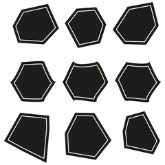 Polygon shape icon. Irregular black vector. Geometric solid figure. Abstract bold form.