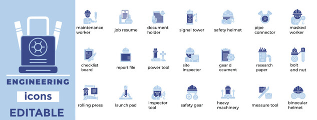 Professional engineering vector icons for industry, design, and innovation. Clean, editable, and ready for technical use.