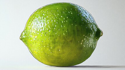 Fresh lime fruit, vibrant green hue, smooth skin, detailed texture, isolated, studio shot