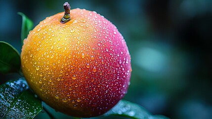 Fresh Mango Covered in Dew Drops