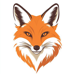 Fototapeta premium A captivating cartoon illustration of a red fox with a bushy tail and white chest, depicted in a sitting pose, against a clean white background.