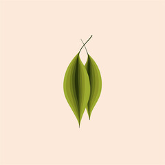 Minimalist Green Leaves Icon. Simple nature and ecology symbol.