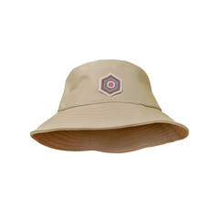bucket hat with hexagon patch on transparent background