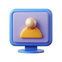 Colorful 3D Profile Icon on a Screen User Interface Element Design, transparent background