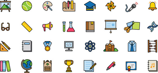 Icon collection of school and subjects