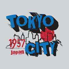 Tokyo City 1957 Japan - Retro Typography Design t shirt design