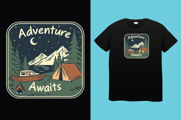 Adventure is a mountain camping t shirt