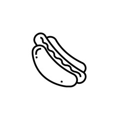 Hot dog icon set on transparent background. Symbol of hotdog