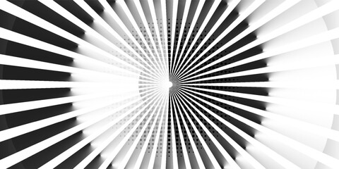 Abstract Radial Burst Monochrome Graphic Design. Retro grayscale sun rays background with dirty burnt effect. modern