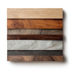Layered wood and stone samples